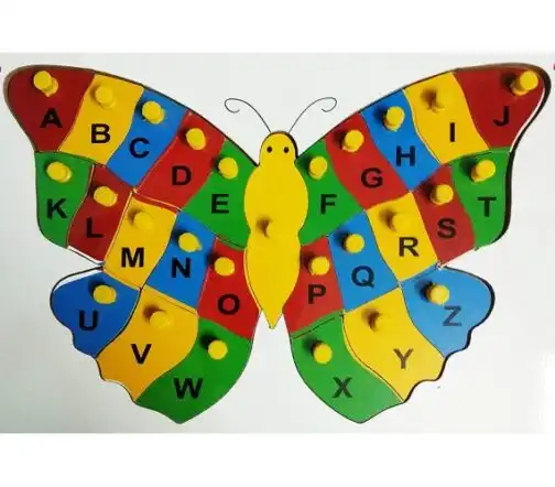 Butterfly Shaped Wooden Alphabet Learning Tray